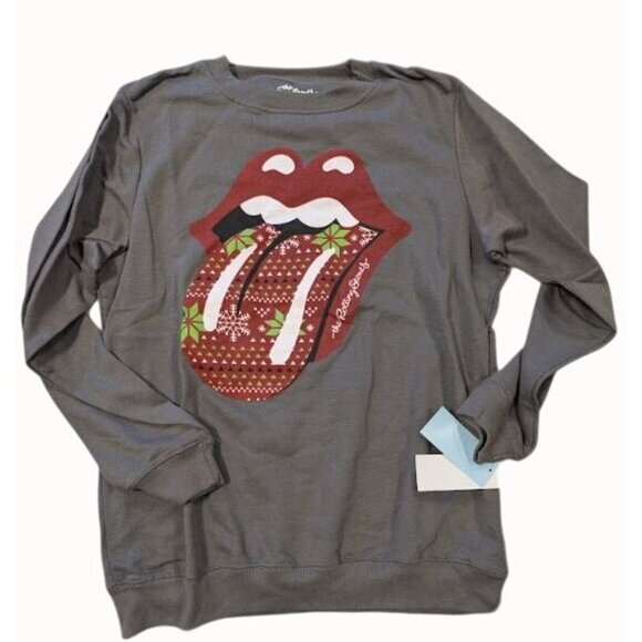 The Rolling Stones Womens Pullover Crew-neck Sweatshirt Gray Size L - Picture 1 of 3
